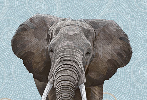 Elephant mosaic graphic mural