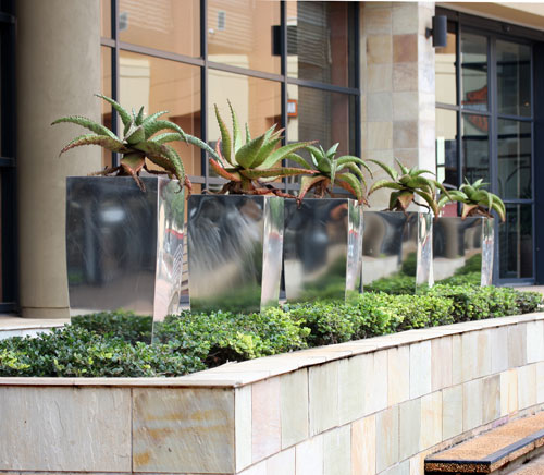 Stainless steel planters at City Lodge Hotel - Gateway Durban