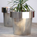 Round stainless steel planters
