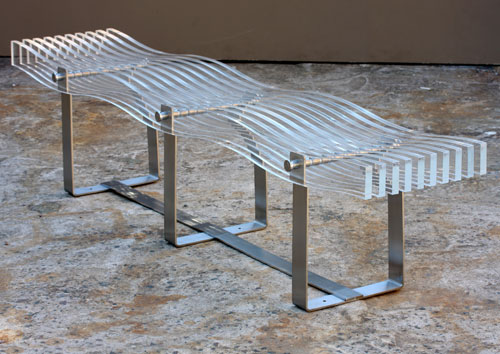 Plexiglass slat wave bench